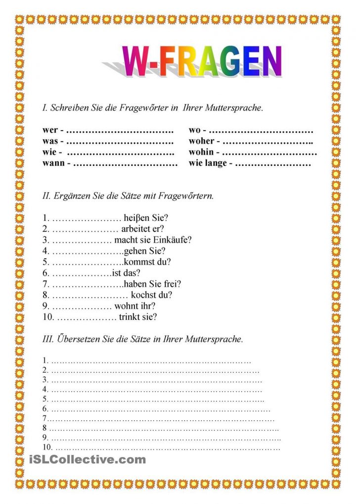 deutsch ubungen fur anfanger zum ausdrucken