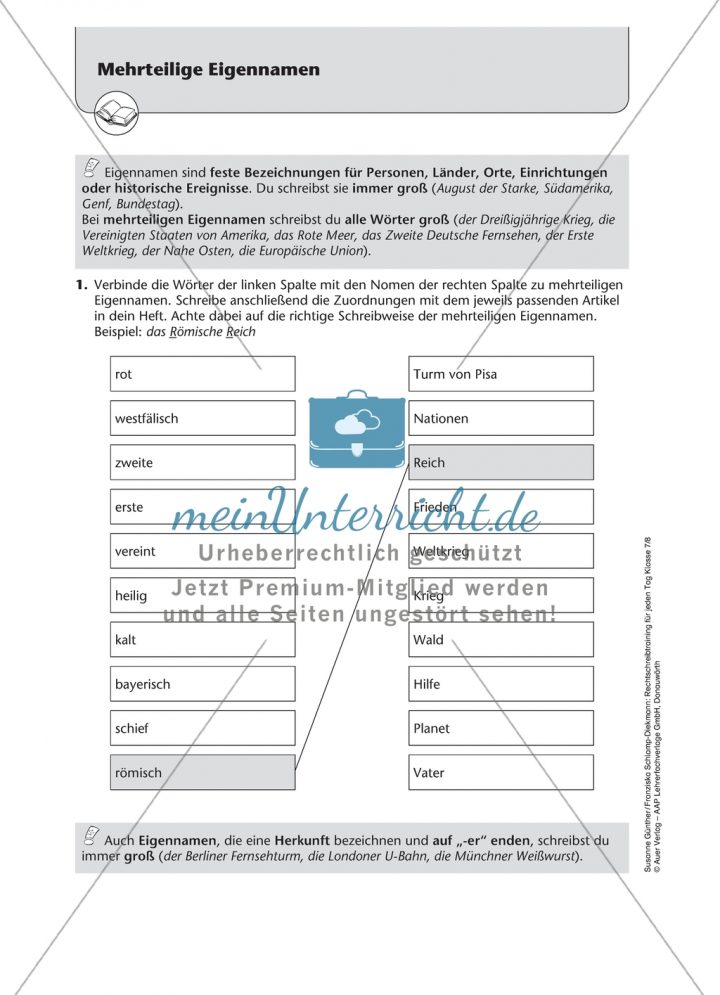 allgemeine und eigennamen arbeitsblatter
