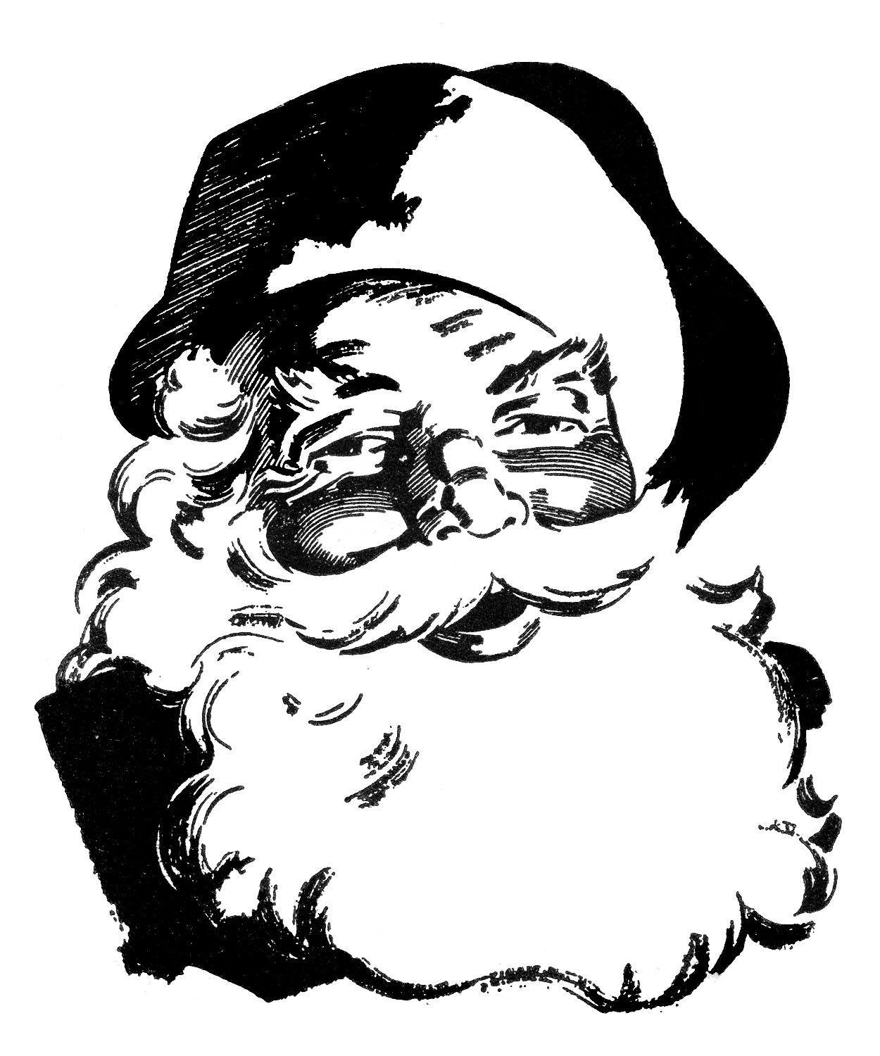 12 Cute Santa Clipart - Retro Style! (Mit Bildern) | Vintage für Schwarz Weiß Weihnachtsbilder