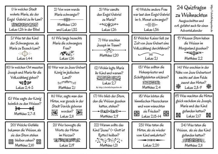 24 Quizfragen Zur Weihnachtsgeschichte | Christliche Perlen bei Weihnachtsquiz Lustiges Mit Lösungen Zum Ausdrucken