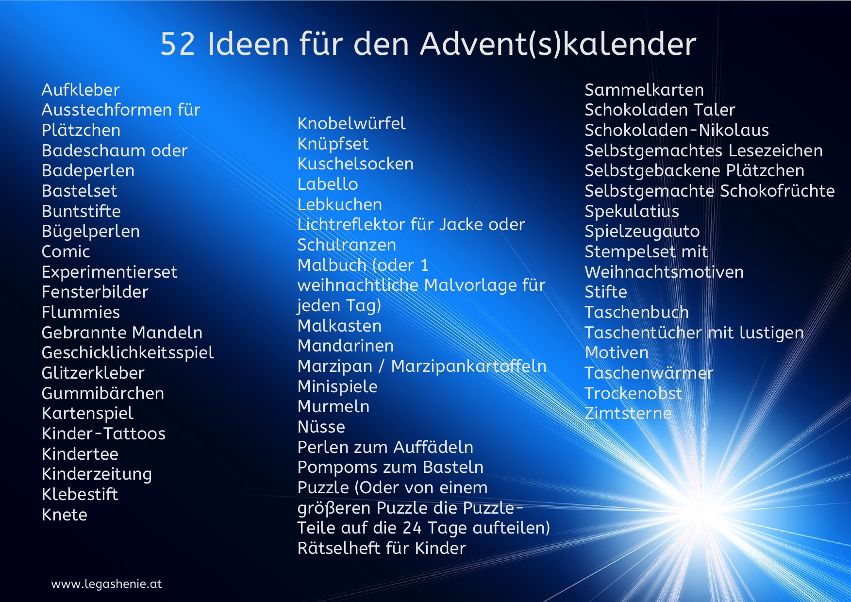 52 Ideen Für Einen Adventkalender - Erster Österreichischer verwandt mit Kidsweb Kalender