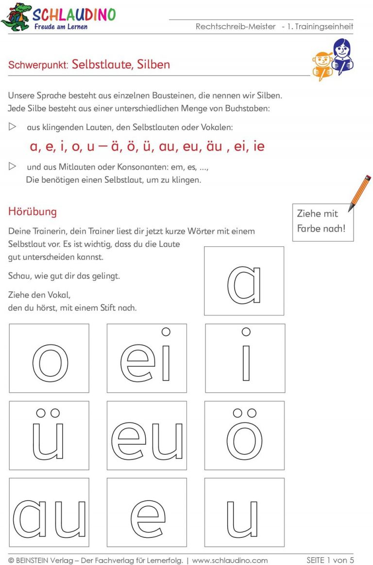 A, E, I, O, U Ä, Ö, Ü, Au, Eu, Äu, Ei, Ie - Pdf Free Download bei
