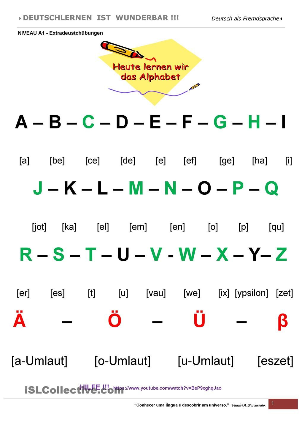A1 - Das Alphabet (Mit Bildern) | Deutsch Lernen, Lernen für Alphabet Deutsch Lernen