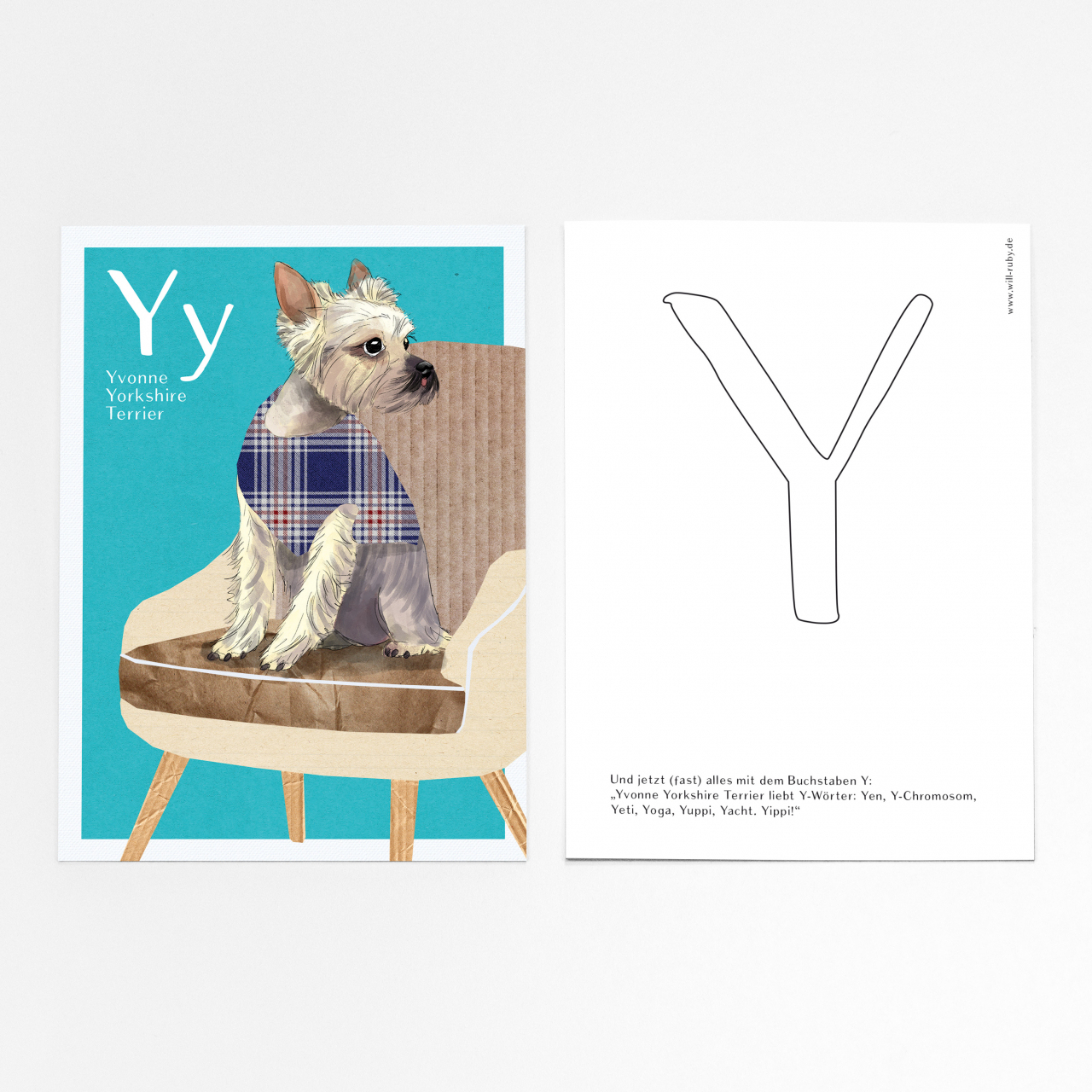Abc Karte – Y Wie Yvonne Yorkshire Terrier | Will &amp; Ruby ganzes Wörter Mit Anfangsbuchstaben Y