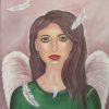 Acrylic Painting &quot;green-Eyed Angel&quot;-Art Picture Angel über Engelsgesicht Malen