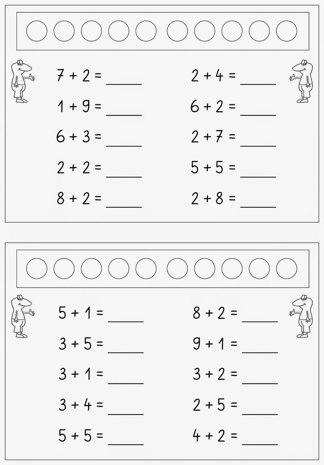 Addieren Im Zr Bis 10 (Mit Bildern) | Mathe Unterrichten in Aufgaben Für Vorschulkinder