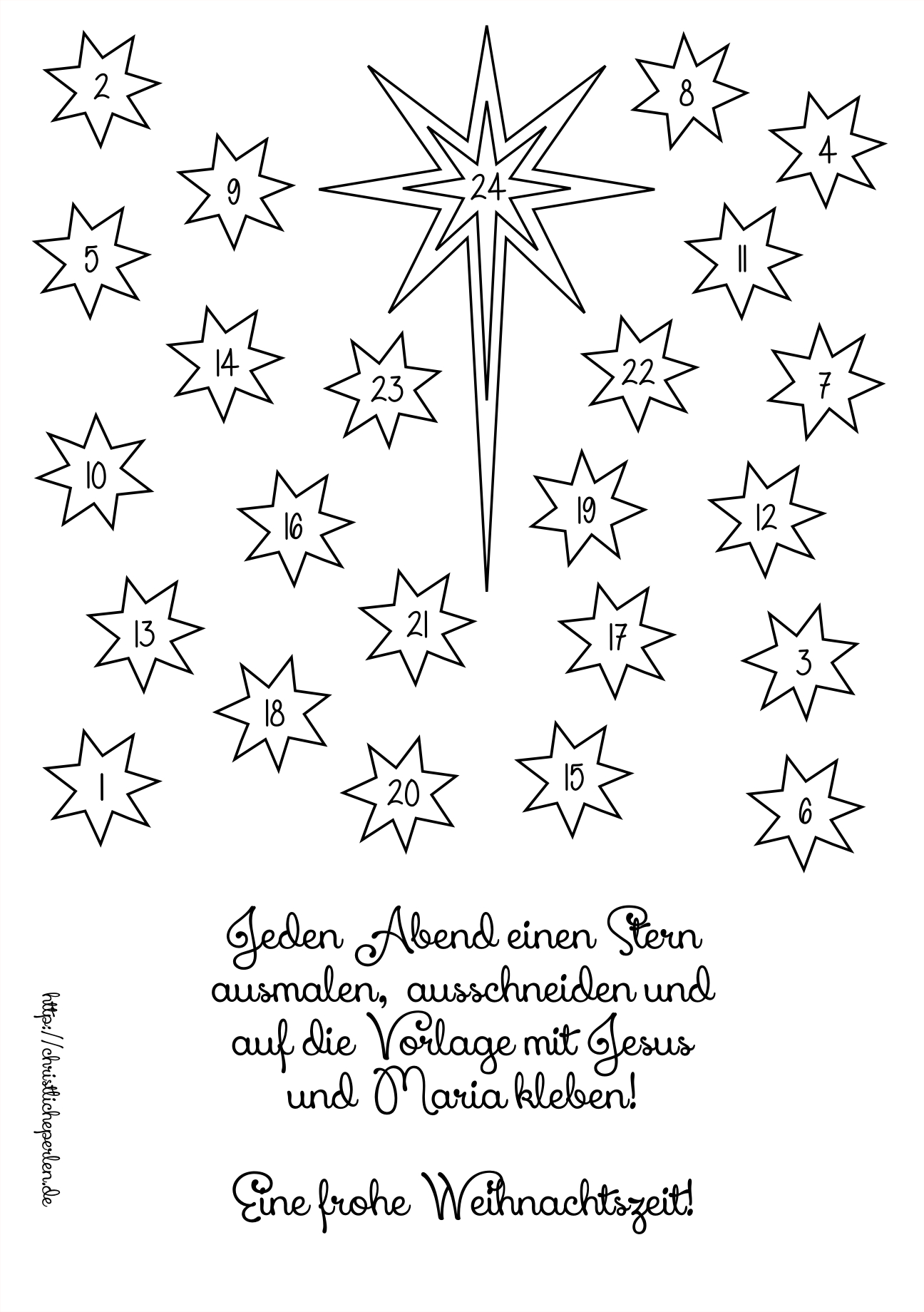 Adventskalender Mit Sternen | Christliche Perlen bestimmt für Sternenmuster Zum Ausschneiden