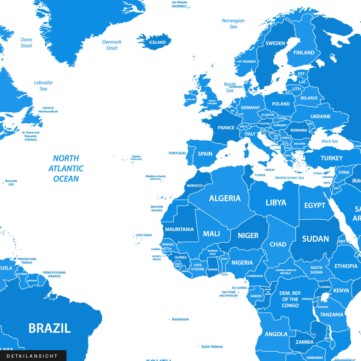 Akustikbild Weltkarte Nach Ländern (Blau, En) * Akustikbild-Manufaktur Gmbh mit Länder Der Welt Karte