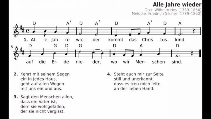 Alle Jahre Wieder - Lyrik - Weihnachtslieder Mit Noten - Christmas