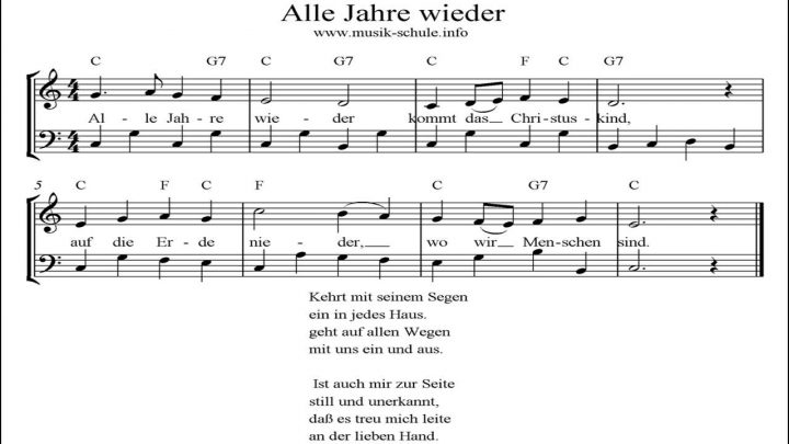 Alle Jahre Wieder Piano bestimmt für Alle Jahre Wieder Klaviernoten Einfach