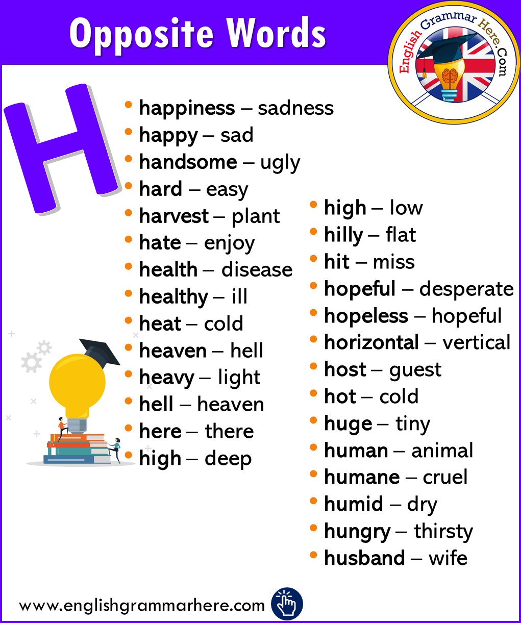 Alphabetische Liste Der Entgegengesetzten Wörter – H für Wörter Mit R Am Anfang