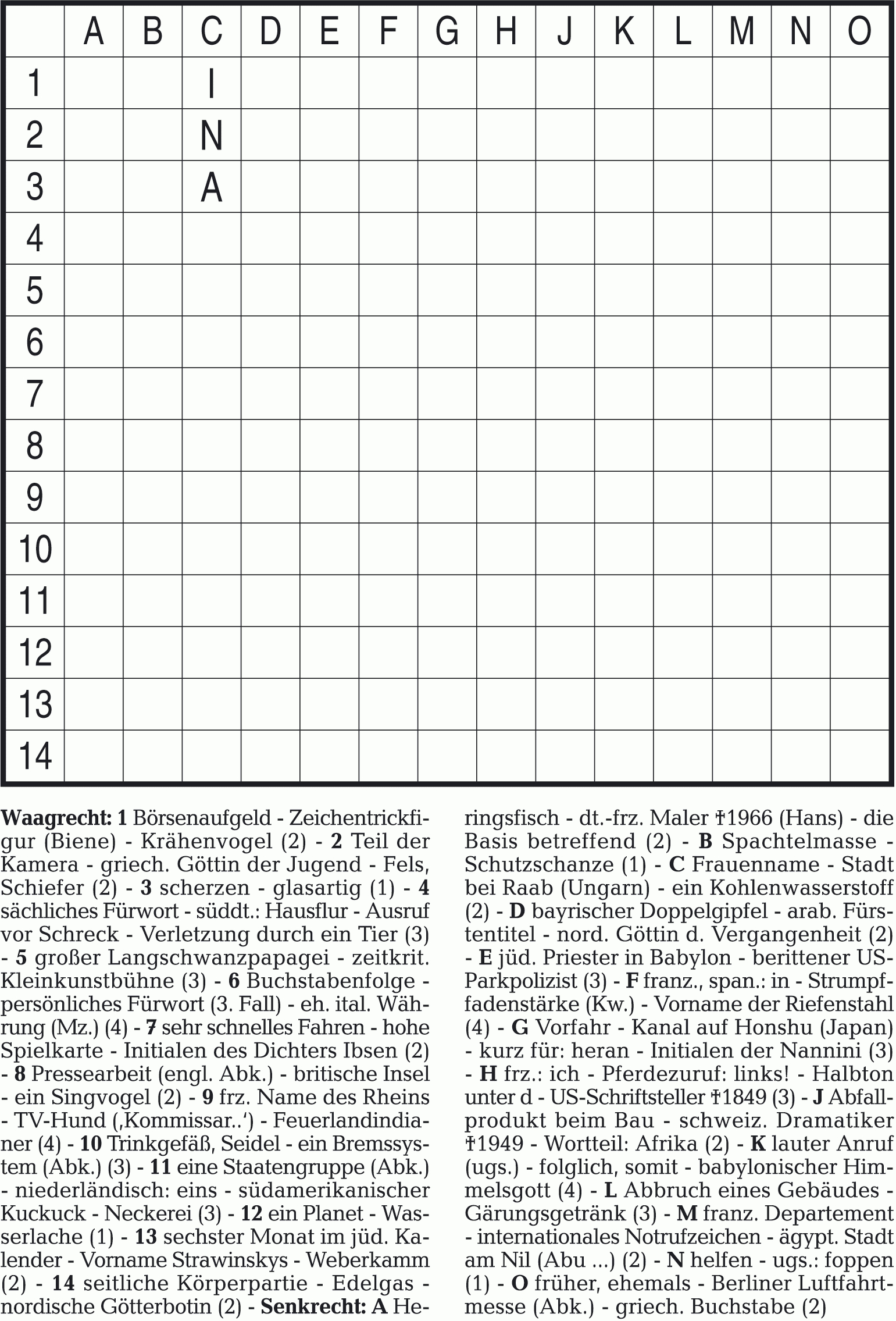Amerikanische Kreuzworträtsel bestimmt für Kreuzworträtsel Muster