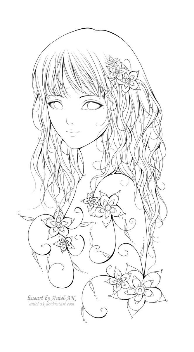 Anime Manga Girl Mädchen Zeichnung Fablos Blumen (Mit innen Anime Zeichenvorlagen