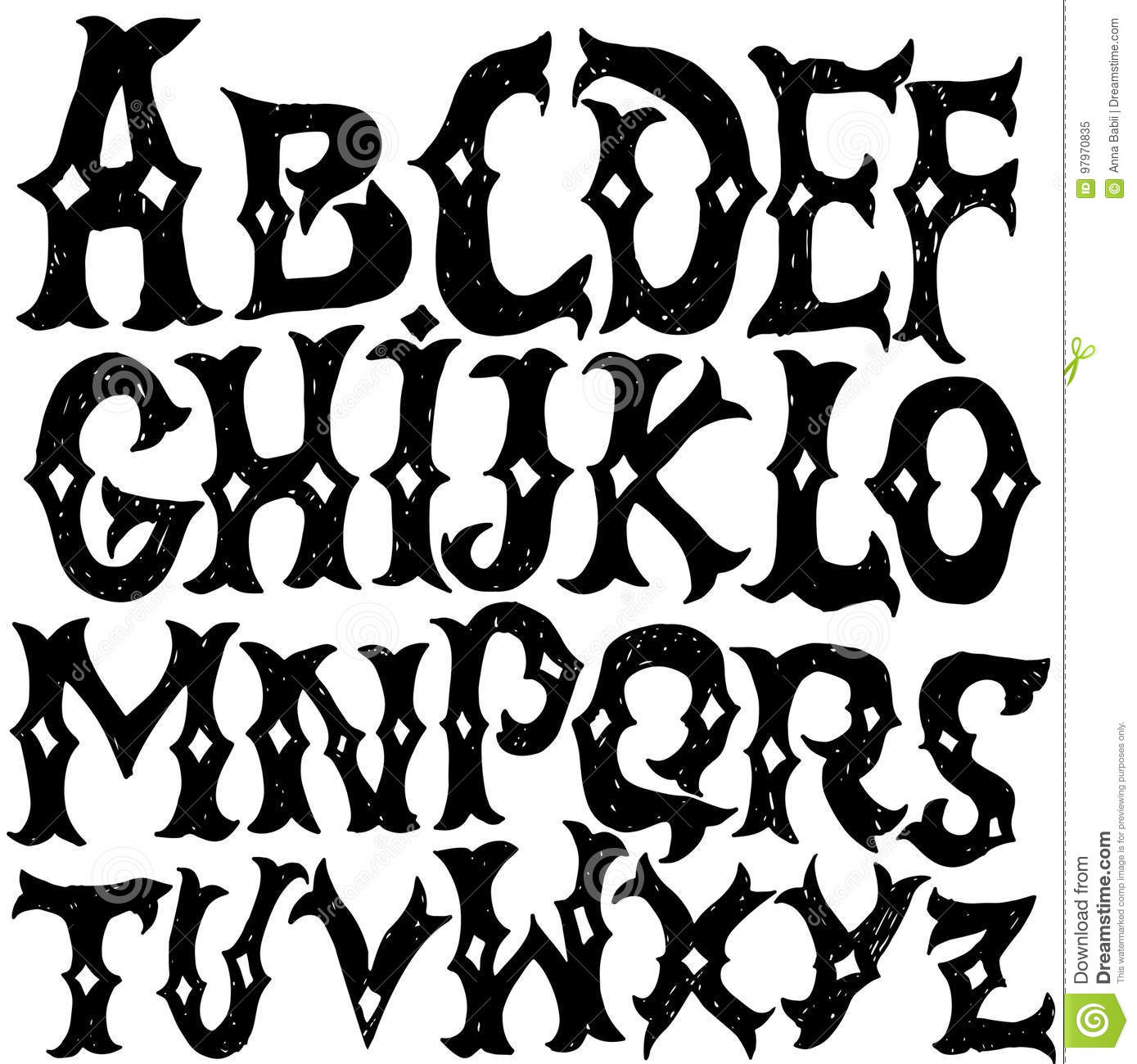 Antikes Alphabet Gotische Buchstaben Gezeichneter Guss Der bestimmt für Gotische Buchstaben