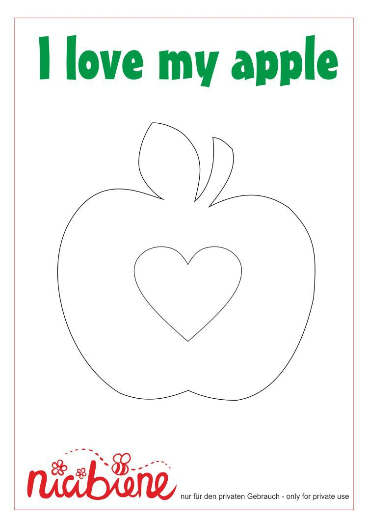 Applikationsvorlage Apfel Mit Herz | Applikationsvorlagen innen Applikationen Vorlagen Zum Ausdrucken