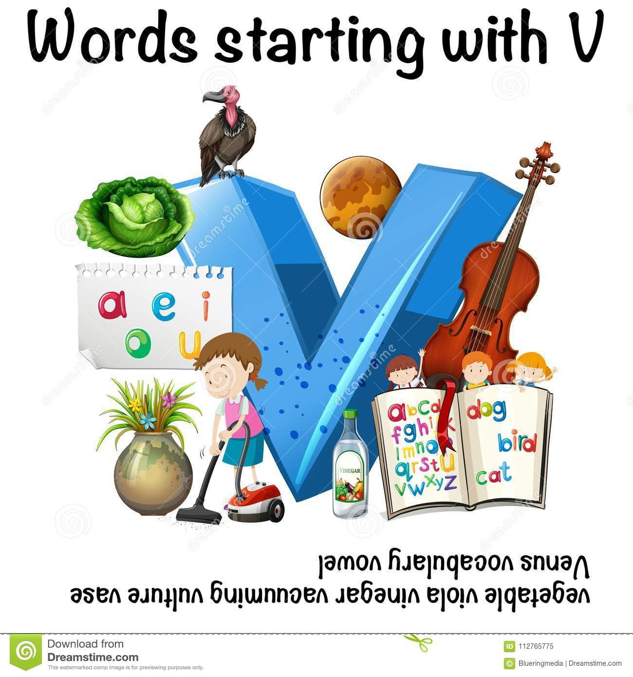 Arbeitsblatt Für Die Wörter, Die Mit V Beginnen Vektor bei Wörter Mit V Am Anfang