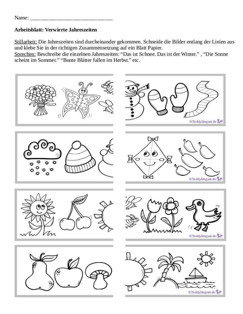 Arbeitsblätter | Teddylingua (Mit Bildern) | Jahreszeiten für Arbeitsblätter Kindergarten Kostenlos Ausdrucken