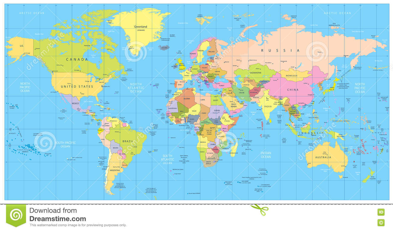 Ausführliche Politische Weltkarte: Länder, Städte bei Weltkarte Länder Beschriftet