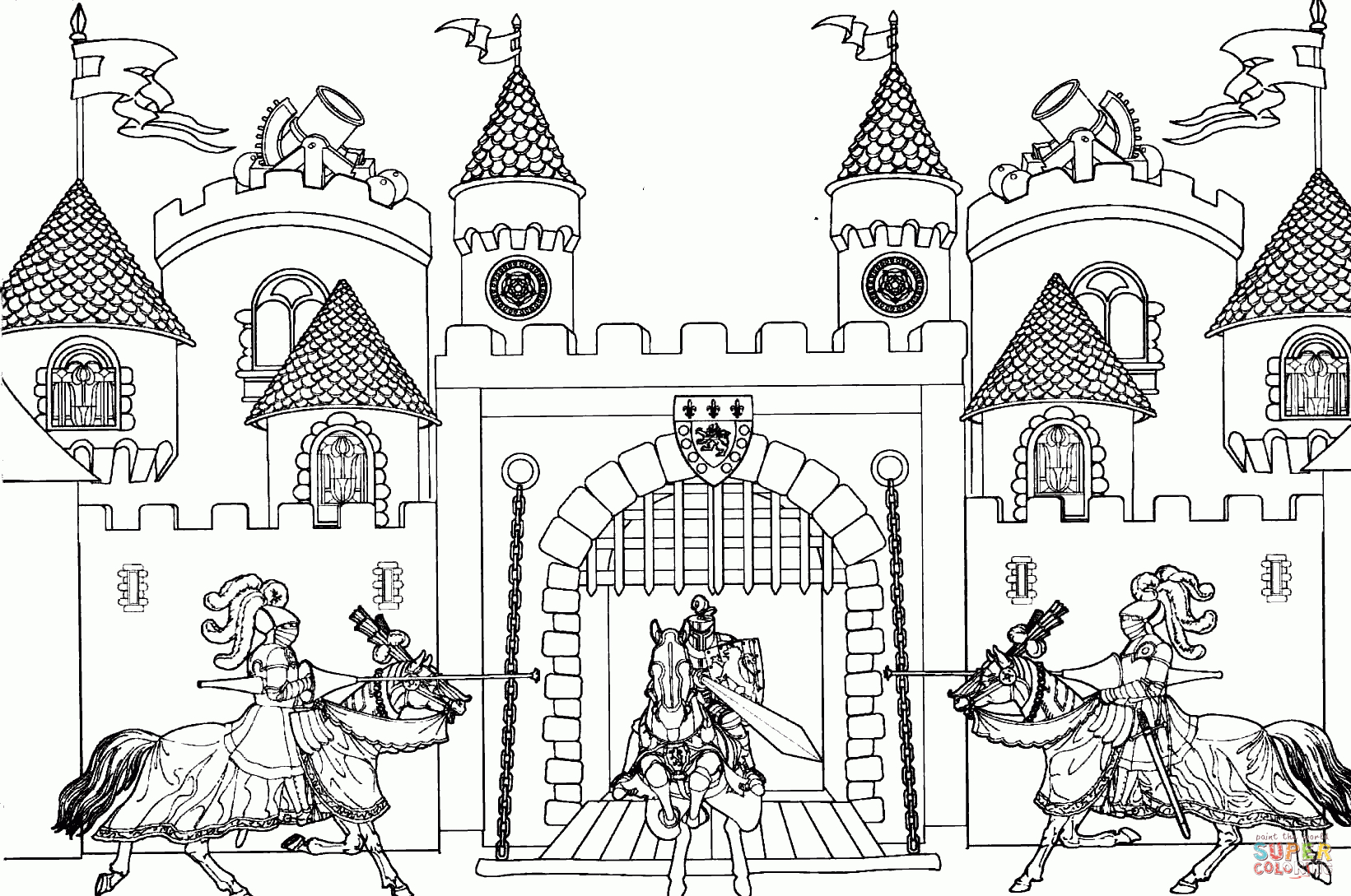 Ausmalbild: Die Burg Von König Arthur | Ausmalbilder innen Ausmalbild Burg