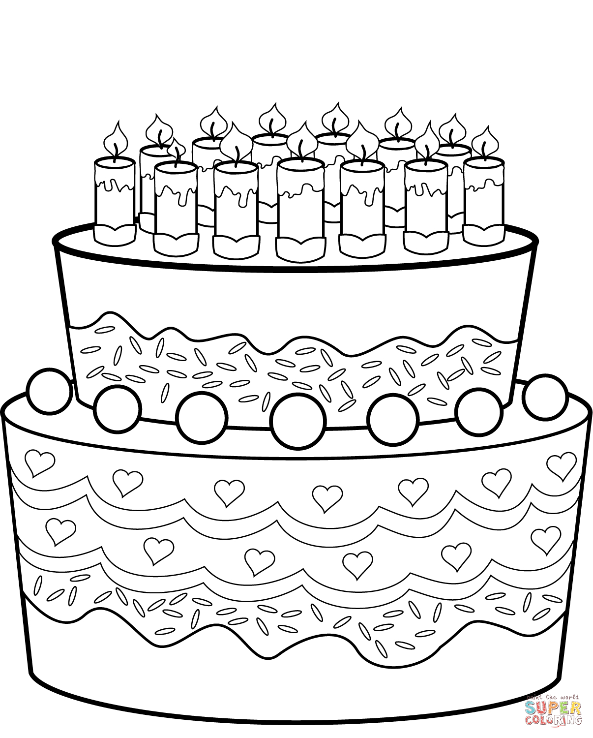 Ausmalbild: Geburtstagskuchen | Ausmalbilder Kostenlos Zum für Malvorlage Geburtstagskuchen