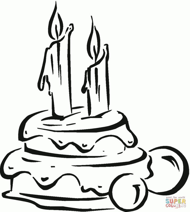 Ausmalbild: Geburtstagskuchen Mit Kerzen | Ausmalbilder für Malvorlage