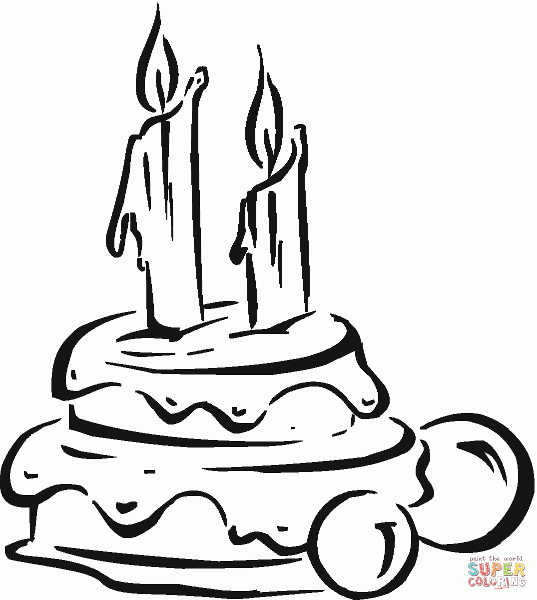 Ausmalbild: Geburtstagskuchen Mit Kerzen | Ausmalbilder für Malvorlage Geburtstagskuchen