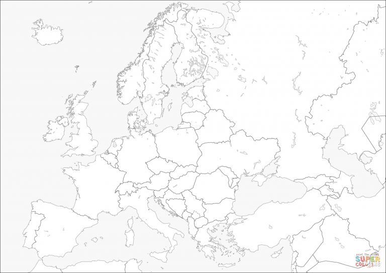 Ausmalbild: Karte Von Europa | Ausmalbilder Kostenlos Zum ganzes