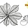 Ausmalbild Kastanienblatt - Kostenlose Malvorlage für Herbstblätter Zum Ausmalen