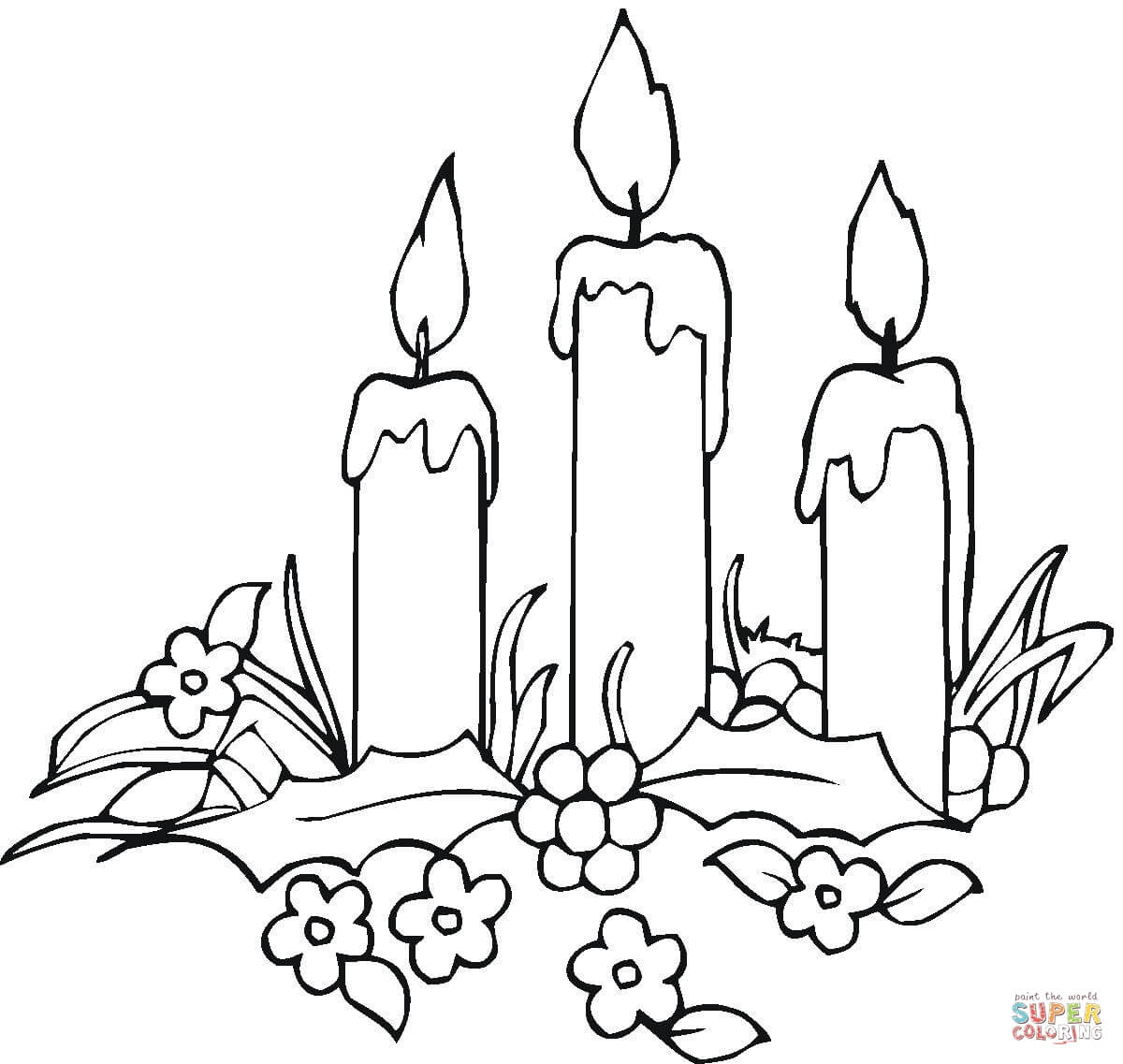 Ausmalbild: Kerzen Mit Blumen | Ausmalbilder Kostenlos Zum mit Kerzen Ausmalbilder