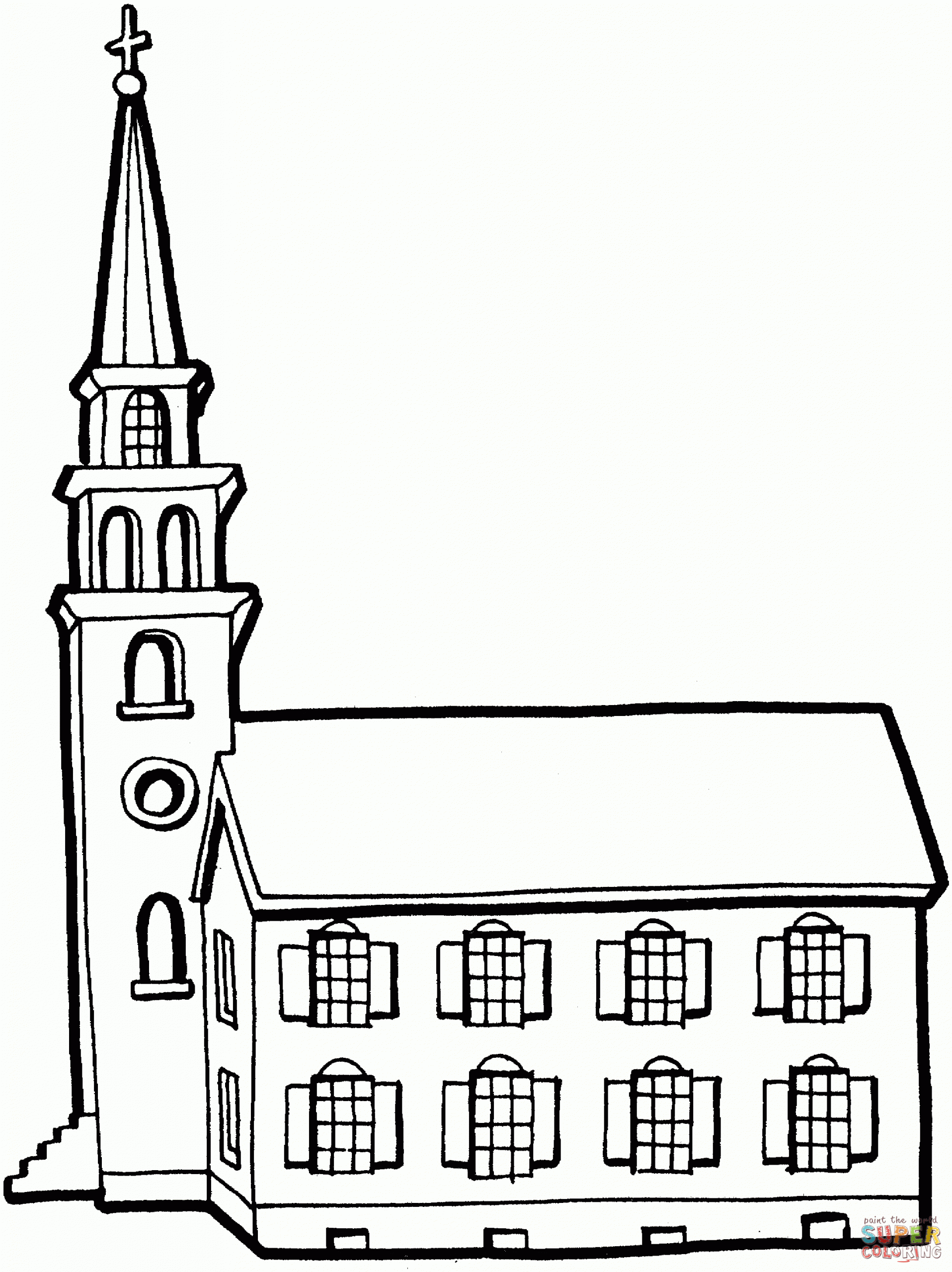 Ausmalbild: Kleine Kirche Mit Turm | Ausmalbilder Kostenlos verwandt mit Ausmalbild Kirche