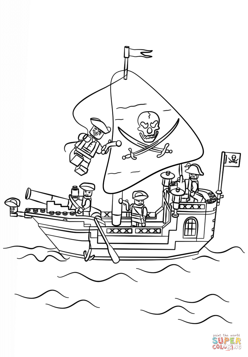 Ausmalbild: Lego Piratenschiff | Ausmalbilder Kostenlos Zum innen Piratenschiff Zum Ausmalen