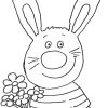 Ausmalbild Ostern: Osterhase Mit Blumenstrauß Kostenlos bestimmt für Osterhase Malvorlage