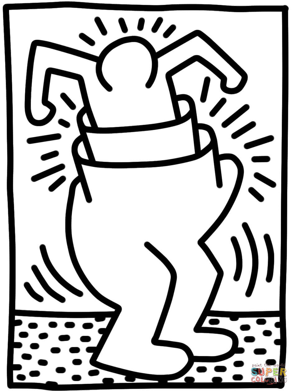 Ausmalbild: Pop Shop Figure Von Keith Haring | Ausmalbilder mit Keith Haring Malvorlagen