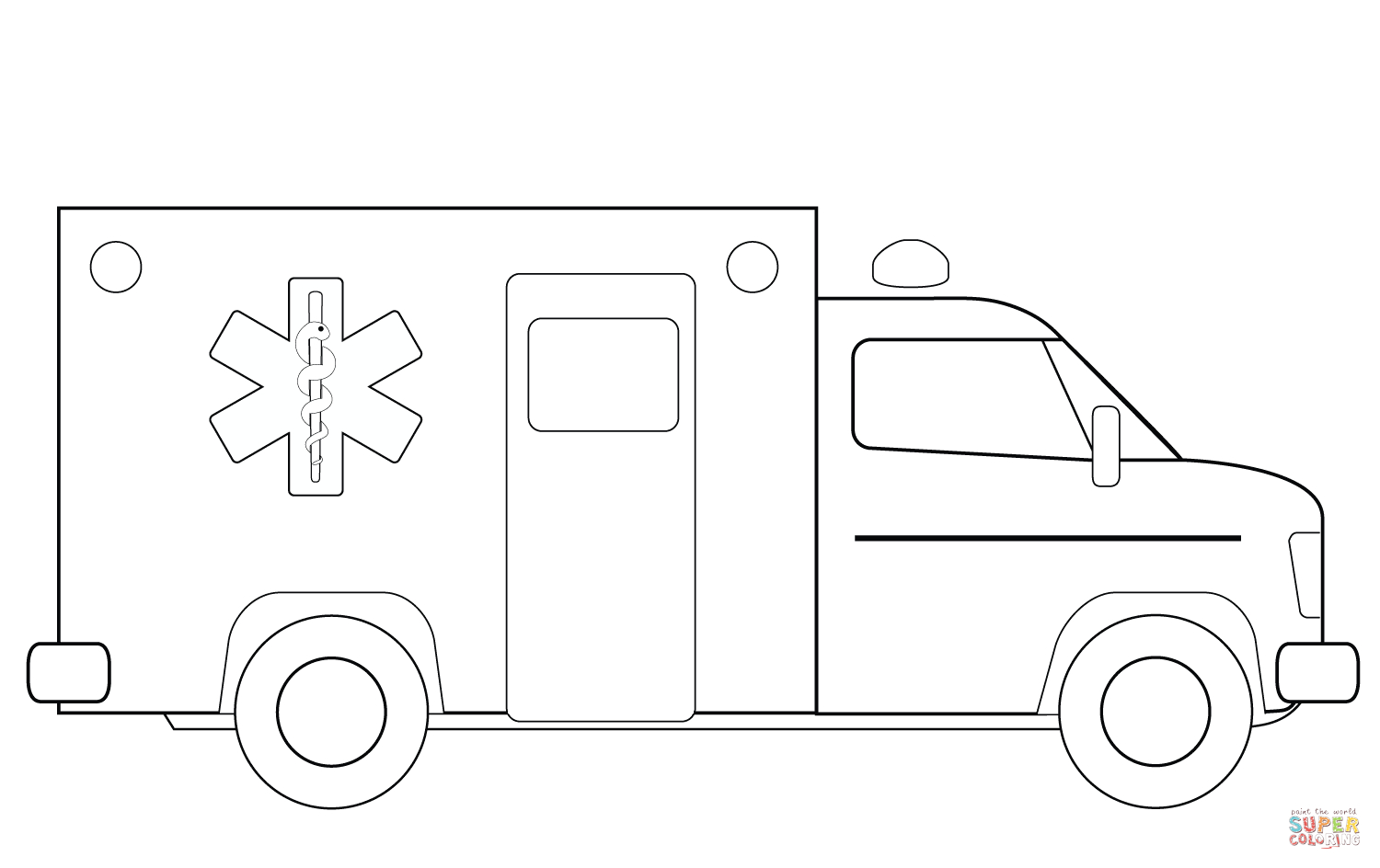 Ausmalbild: Rettungswagen | Ausmalbilder Kostenlos Zum ganzes Krankenwagen Ausmalbild