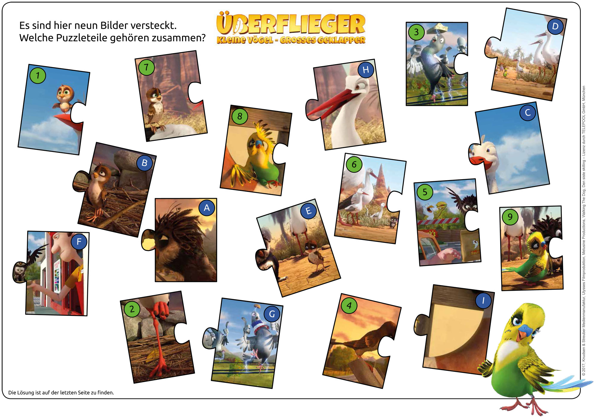 Ausmalbild Suchbilder Für Kinder: Puzzle Überflieger: Kleine mit Puzzle Zum Ausdrucken
