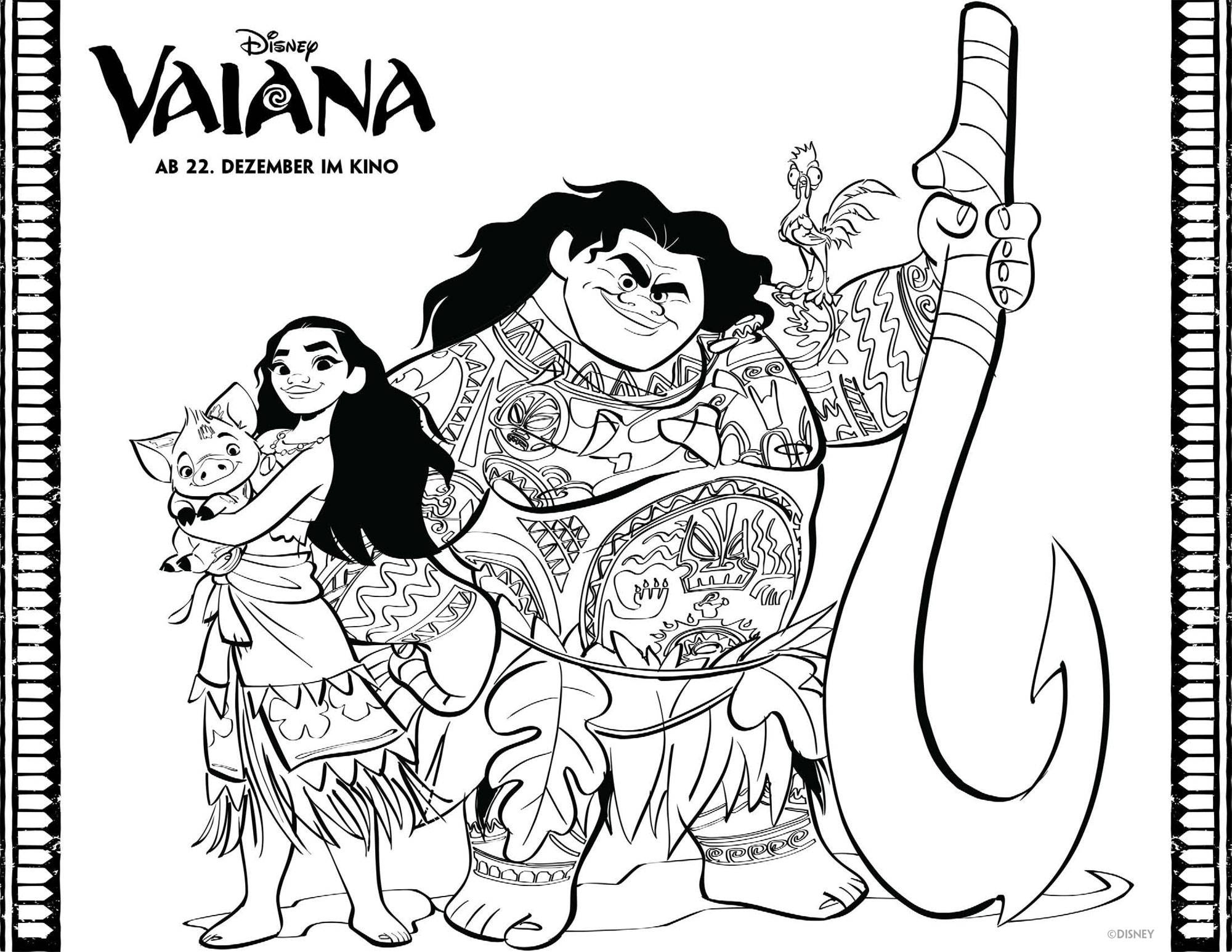 Ausmalbild Vaiana Malvorlage Und Maui Kostenlos Ausdrucken für Ausmalbild Disney