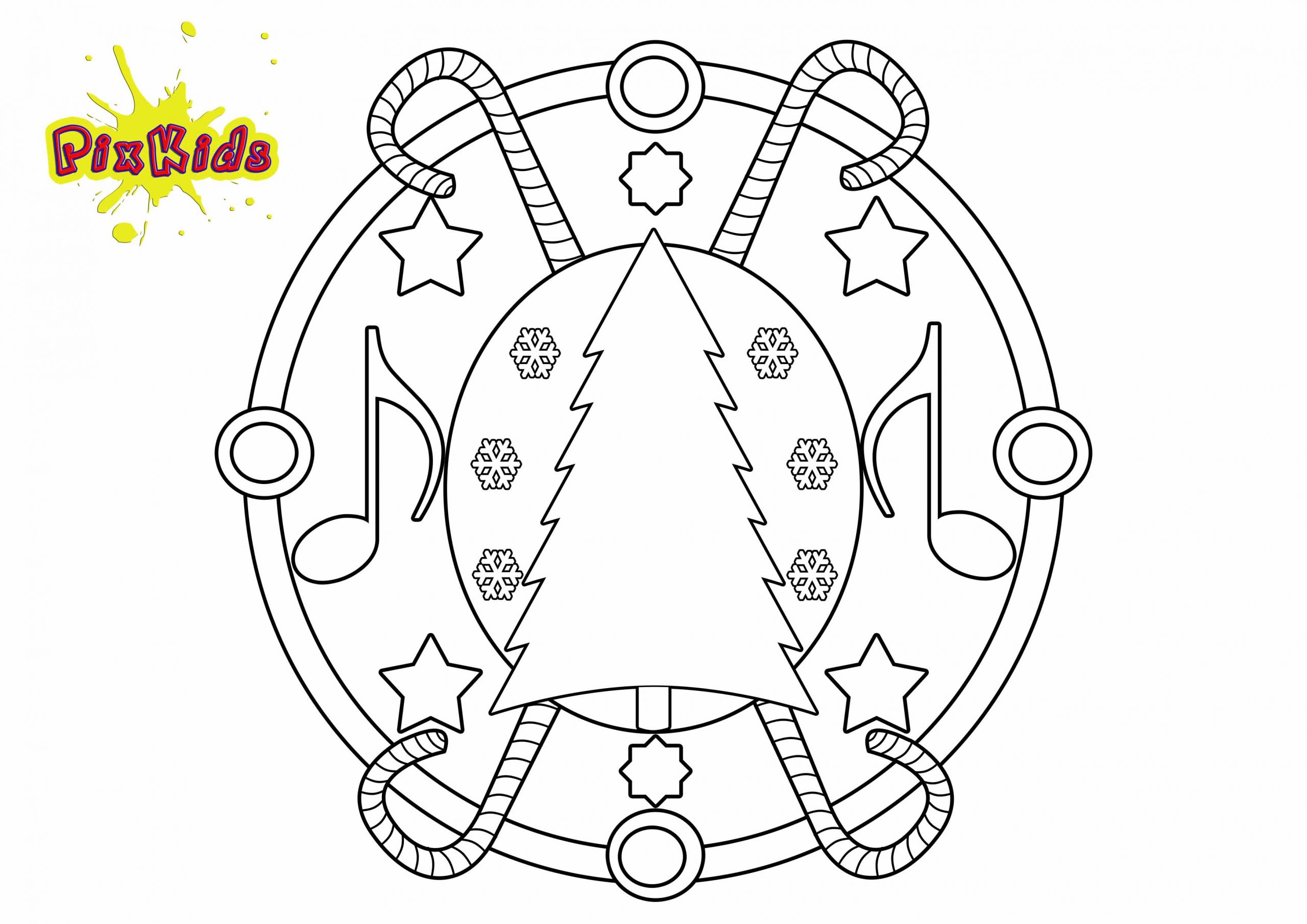 Ausmalbild Weihnachts Mandala - Kostenlose Malvorlage bestimmt für Weihnachtsmandalas Zum Ausdrucken Gratis