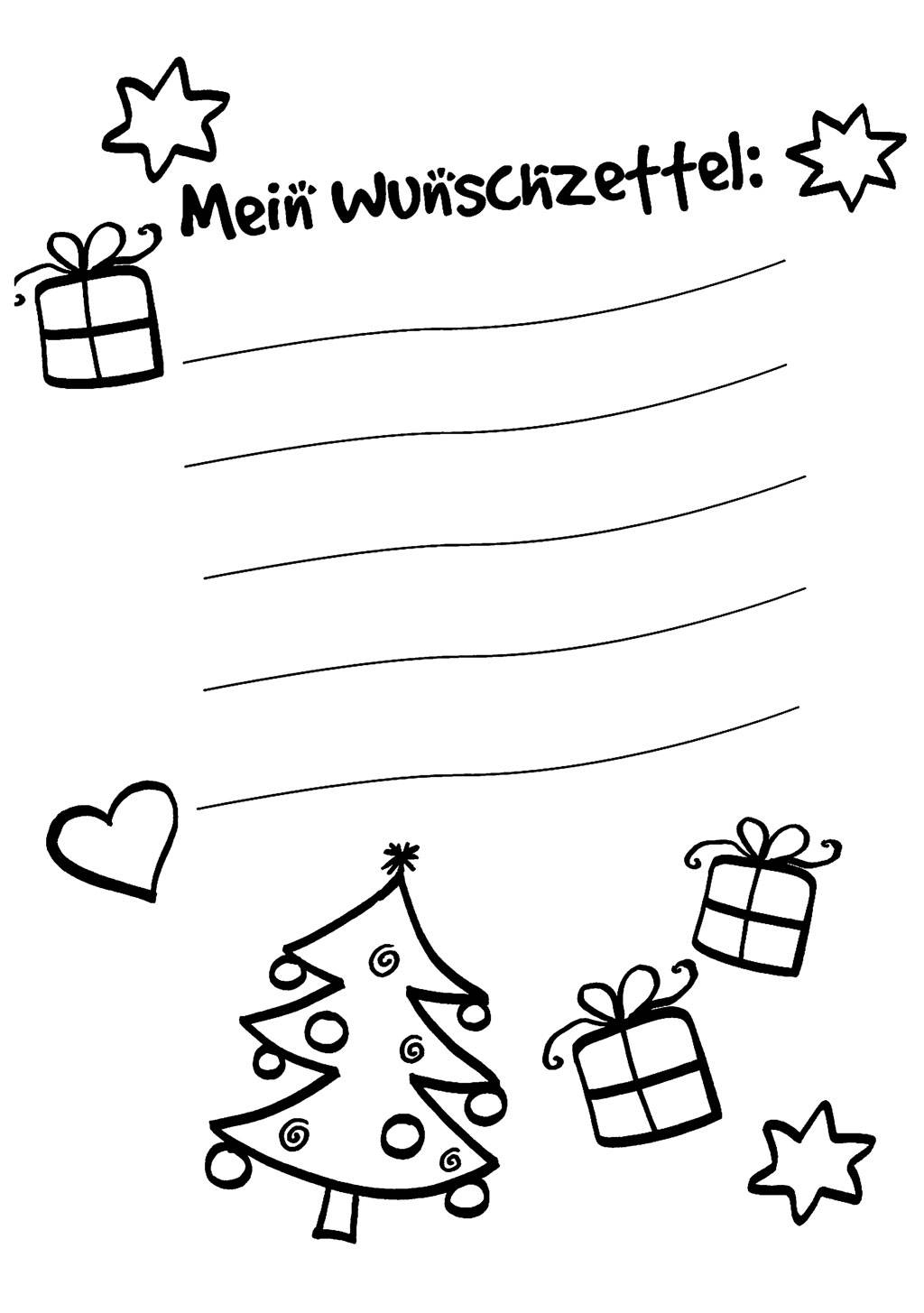 Ausmalbild Wunschzettel Für Weihnachten: Wunschzettel Zum mit Wunschzettel Zum Ausmalen Und Ausdrucken