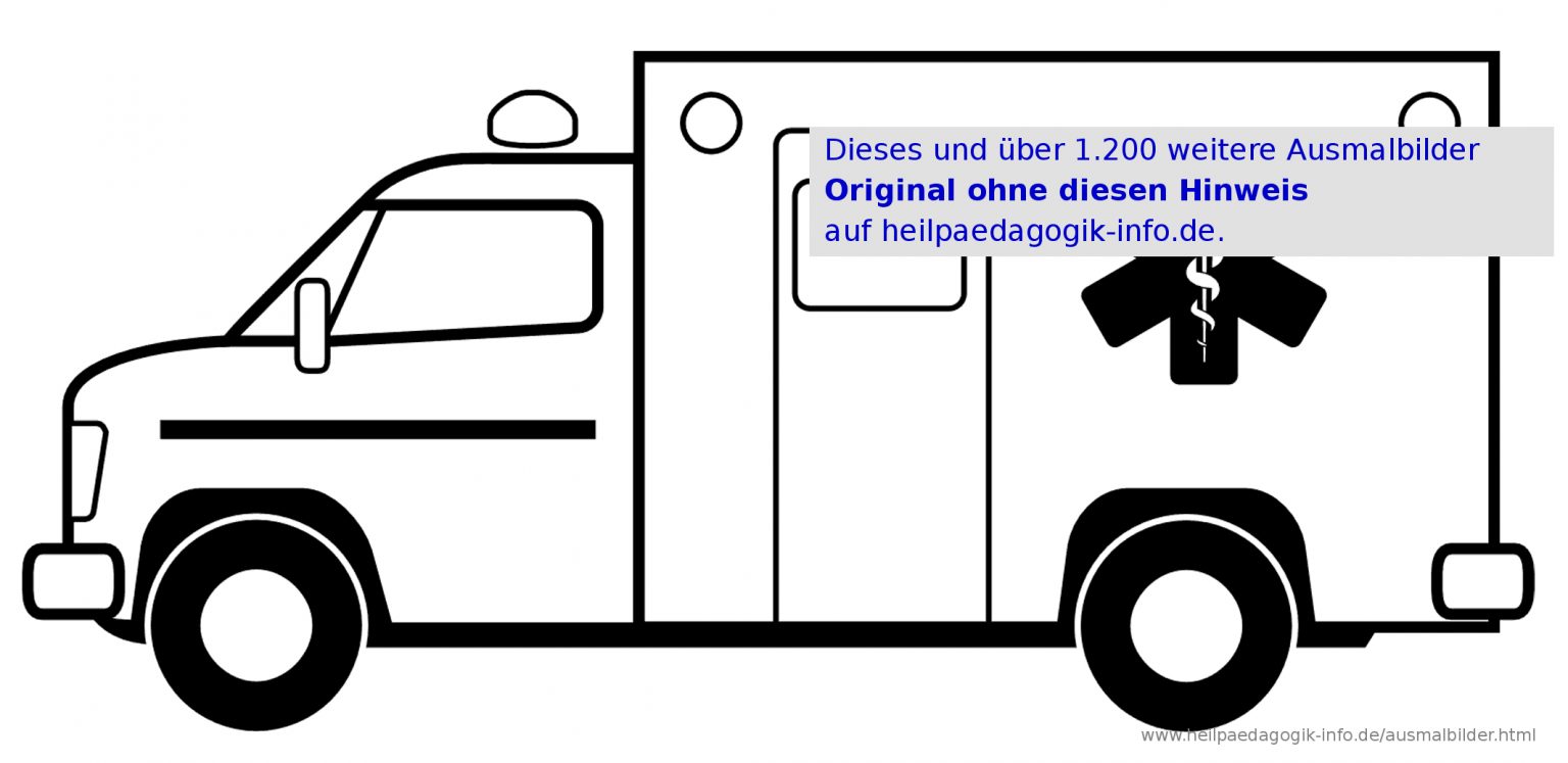 Ausmalbild Rettungswagen Malvorlagen