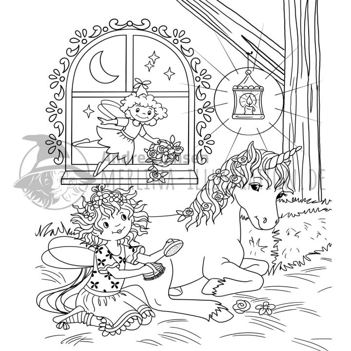 Ausmalbilder - Merlina-Illustration.de verwandt mit Ausmalbilder Lillifee Und Das Kleine Einhorn