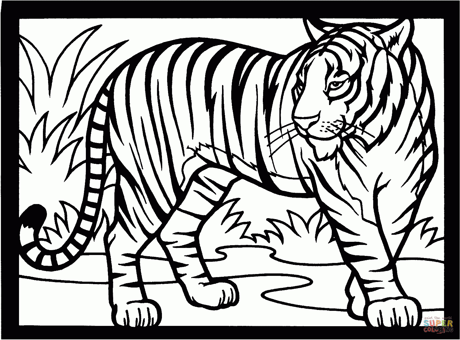 Ausmalbilder Tiger - Malvorlagen Kostenlos Zum Ausdrucken bestimmt für Tiger Malvorlage