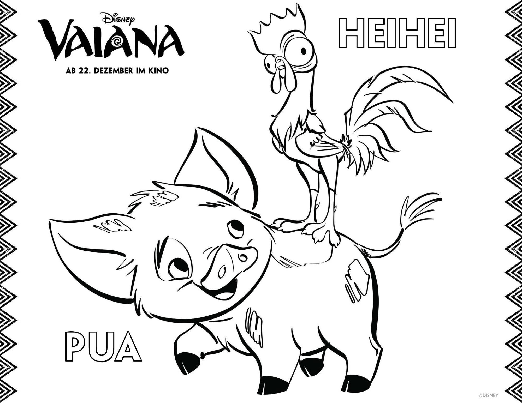 Ausmalbilder Vaiana Pua Und Heihei (Mit Bildern über Vaiana Ausmalbilder