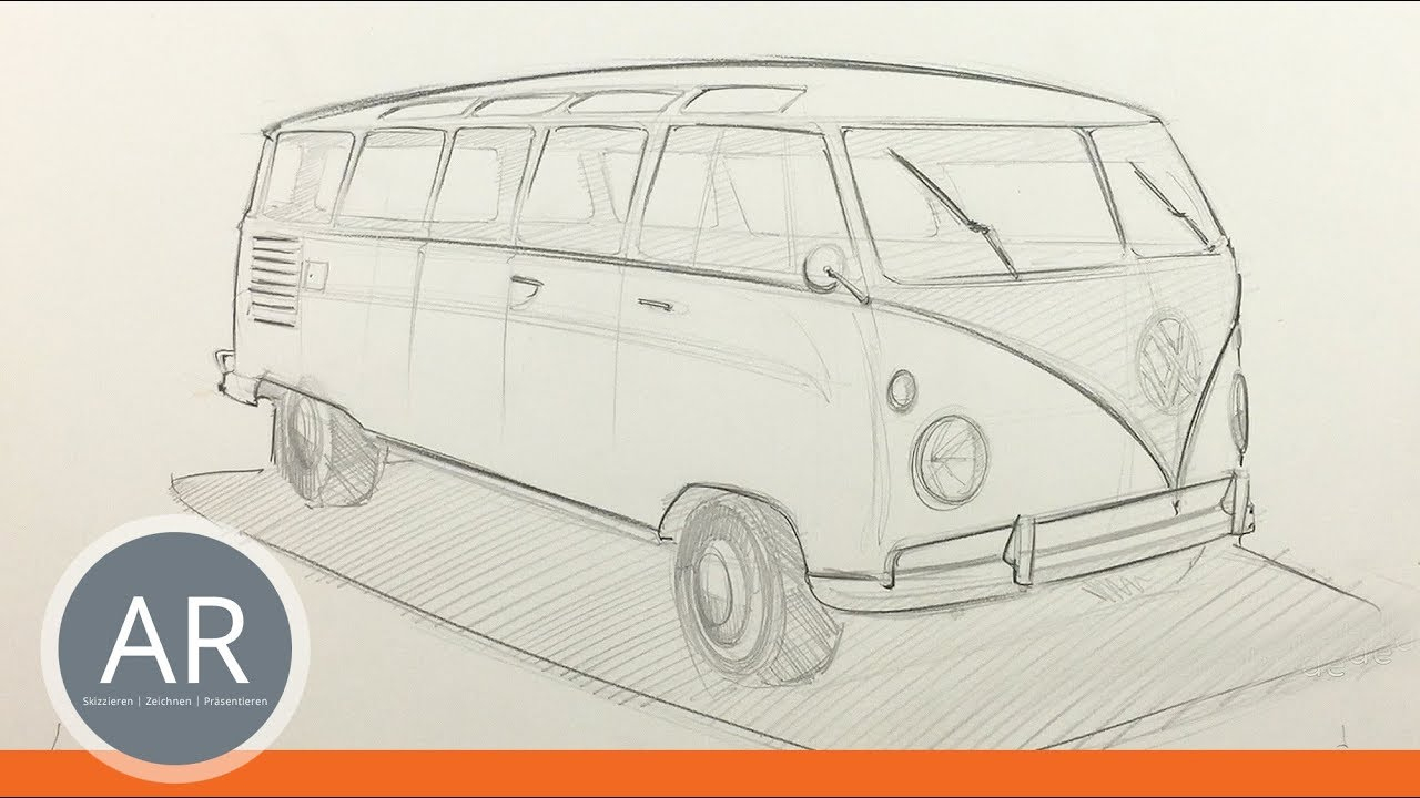 Autos Richtig Zeichnen Lernen. Hier Ein Vw-Klassiker. Mappenkurs  Transportation Design in Autos Malen Lernen
