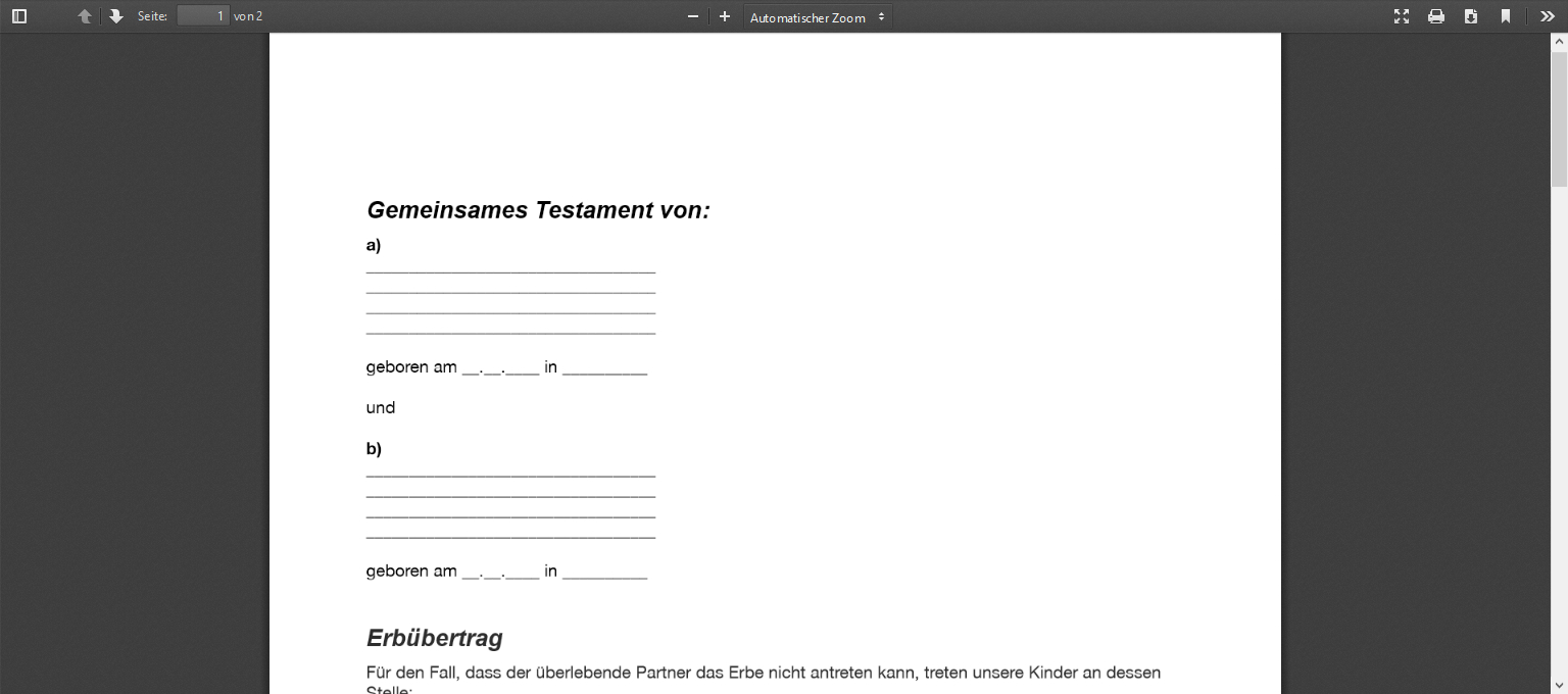 Berliner Testament Vordruck › Berliner Testament für Testament Kostenlos Ausdrucken