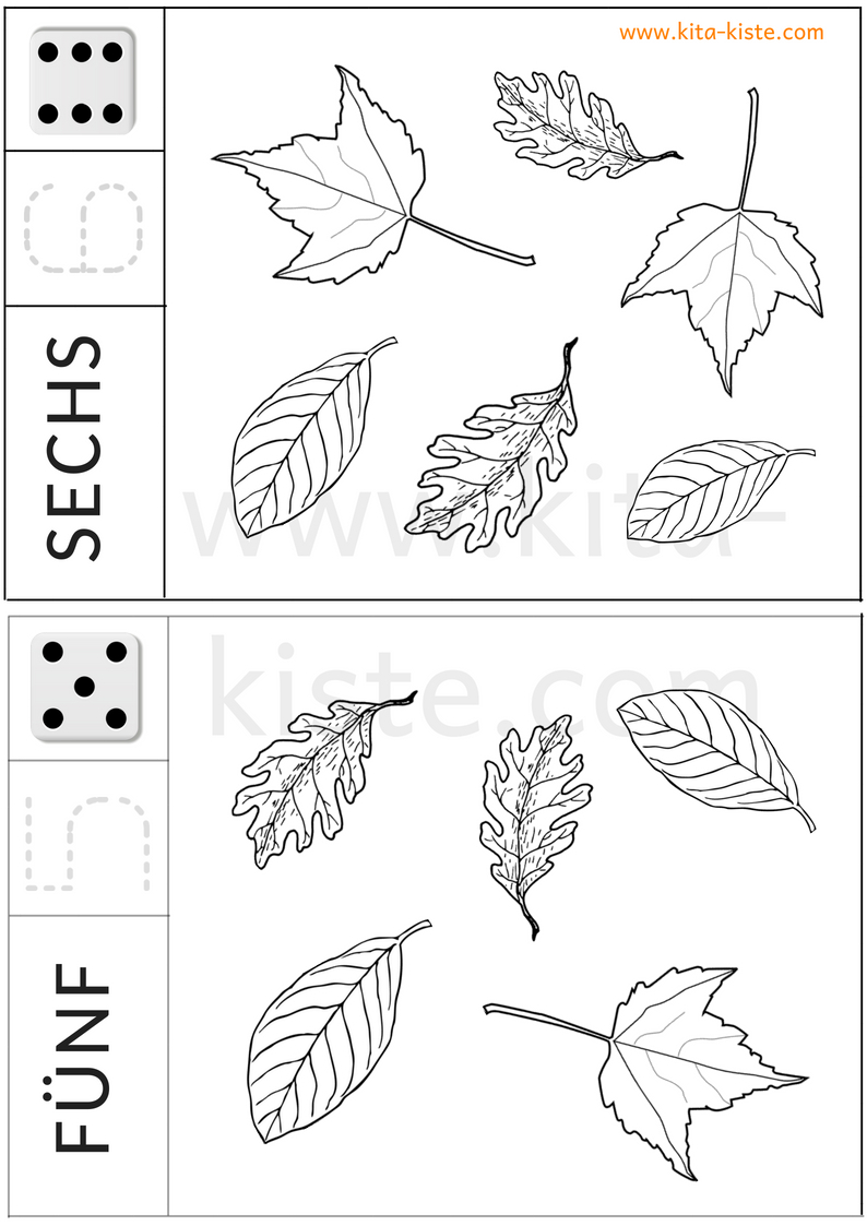 Blätter-Set&quot; - Zum Ausdrucken Und Laminieren - Zähle Und über Blätter Zum Ausdrucken