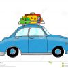 Blaues Retro- Auto Mit Gepäck Stock Abbildung - Illustration ganzes Auto Bilder Gezeichnet