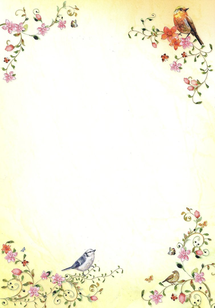 Briefpapier Vögel Und Blumen Tatmotive über Briefpapier Frühling