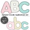 Buchstaben Doodle Applikation Stickdateien Set innen Applikationsvorlagen Buchstaben