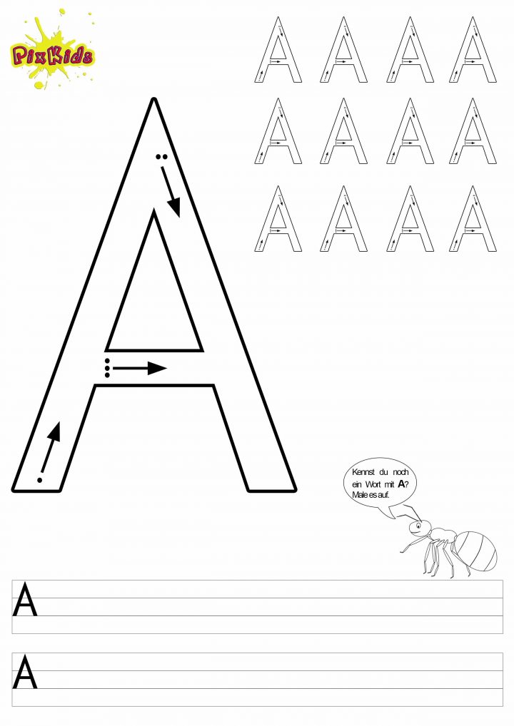 Buchstaben-Schreiben-Lernen-Arbeitsblätter-Buchstabe-A bei Buchstaben Schreiben Lernen Arbeitsblätter Kostenlos