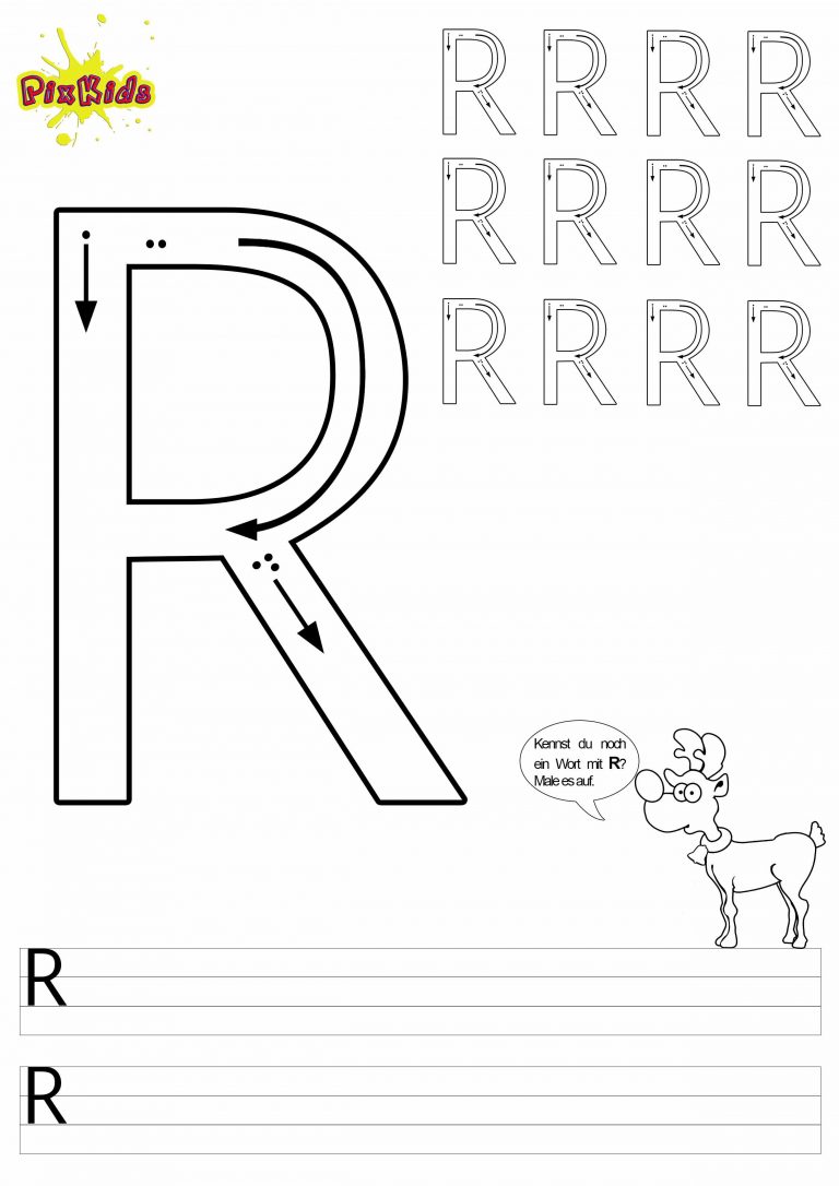 Buchstaben Schreiben Lernen Arbeitsblätter – Buchstabe R in Buchstaben